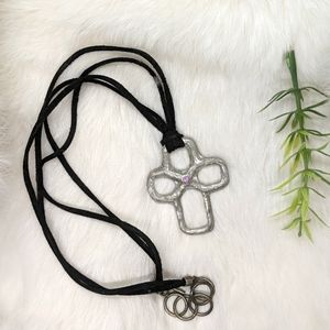 Silver metal reversible cross necklace